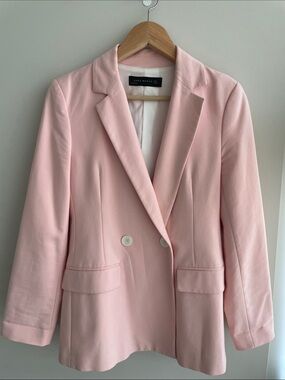 Zara Light Pink Double-Breasted Blazer